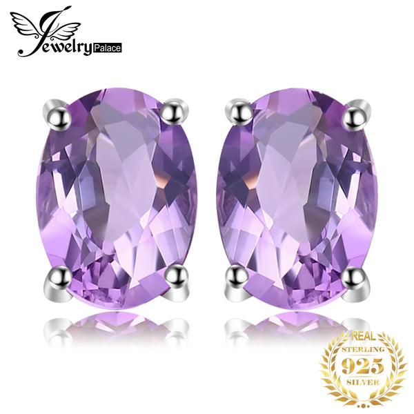Sterling Silver Amethyst Stud Earrings