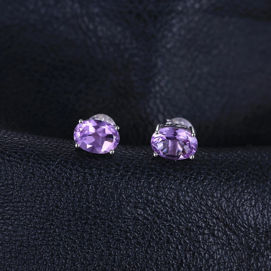 Sterling Silver Amethyst Stud Earrings