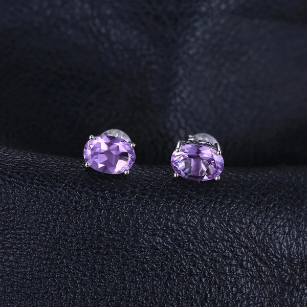 Sterling Silver Amethyst Stud Earrings