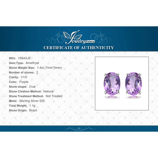 Sterling Silver Amethyst Stud Earrings