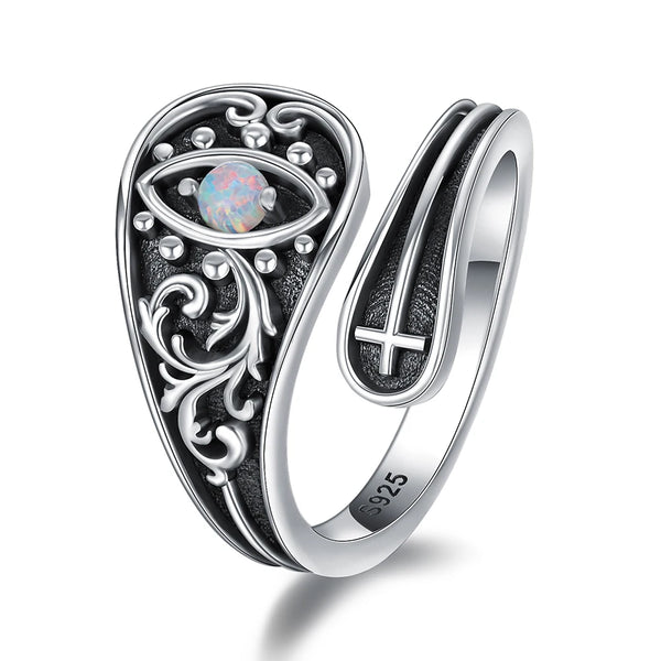 Victorian Ring Sterling Silver Evil Eye