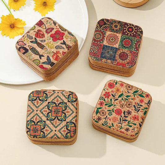 Vintage Cork Jewelry Organizer Box