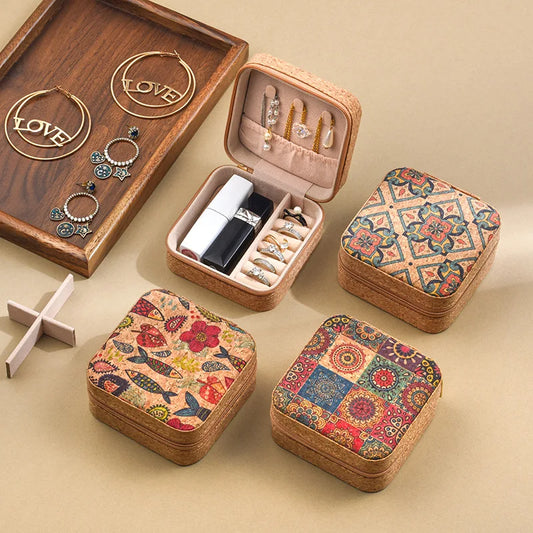 Vintage Cork Jewelry Organizer Box