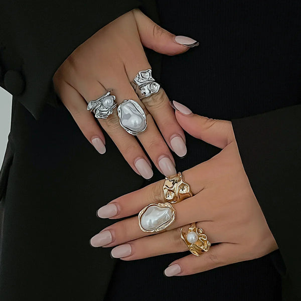 Vintage Chunky Silver Rings Set of 3 rings