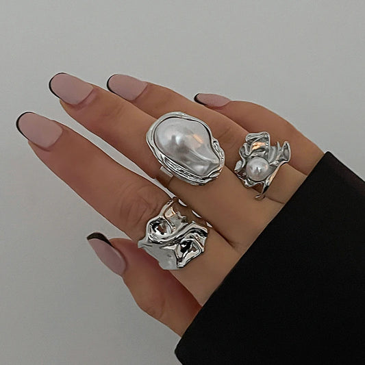 Vintage Chunky Silver Rings Set of 3 rings
