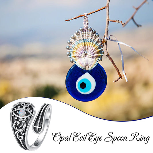 Victorian Ring Sterling Silver Evil Eye